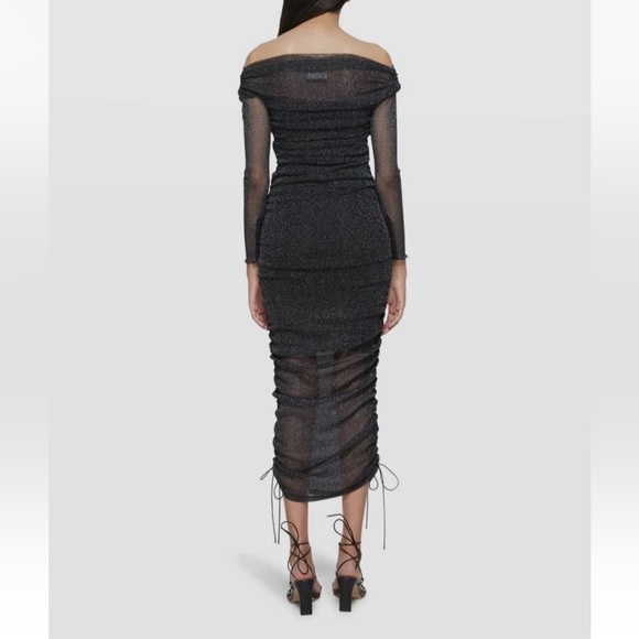 JONATHAN SIMKHAI STANDARD Alyssa Shimmer Tulle Dress NEW Size S Black Metallic - Picture 8 of 16